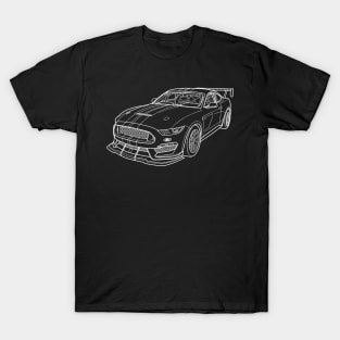 Shelby GT500 Wireframe White Drawing T-Shirt